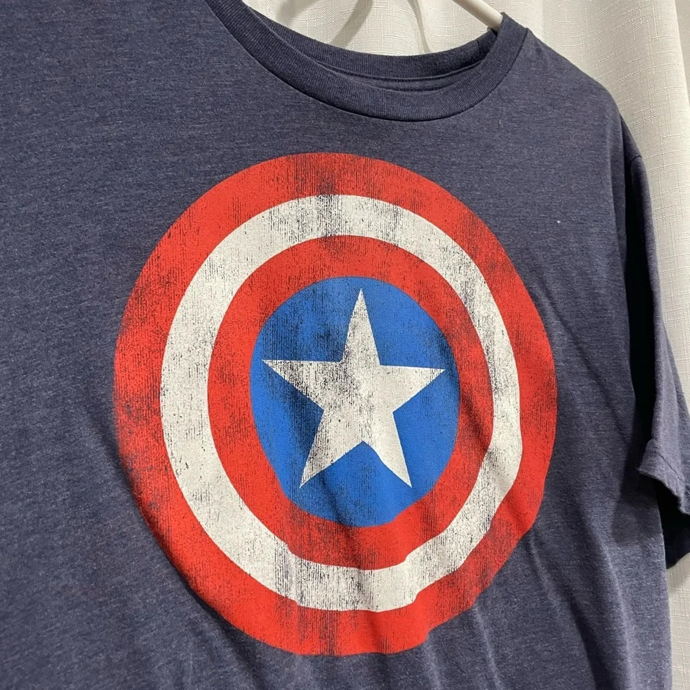 Captain America T-Shirt Marvel Blue Size Large